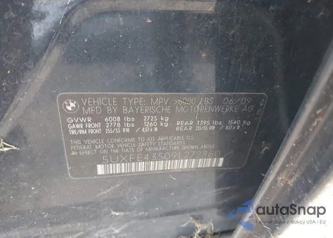 2009 BMW X5 xDrive30I из США, поврежденный, VIN 5UXFE43509L272360